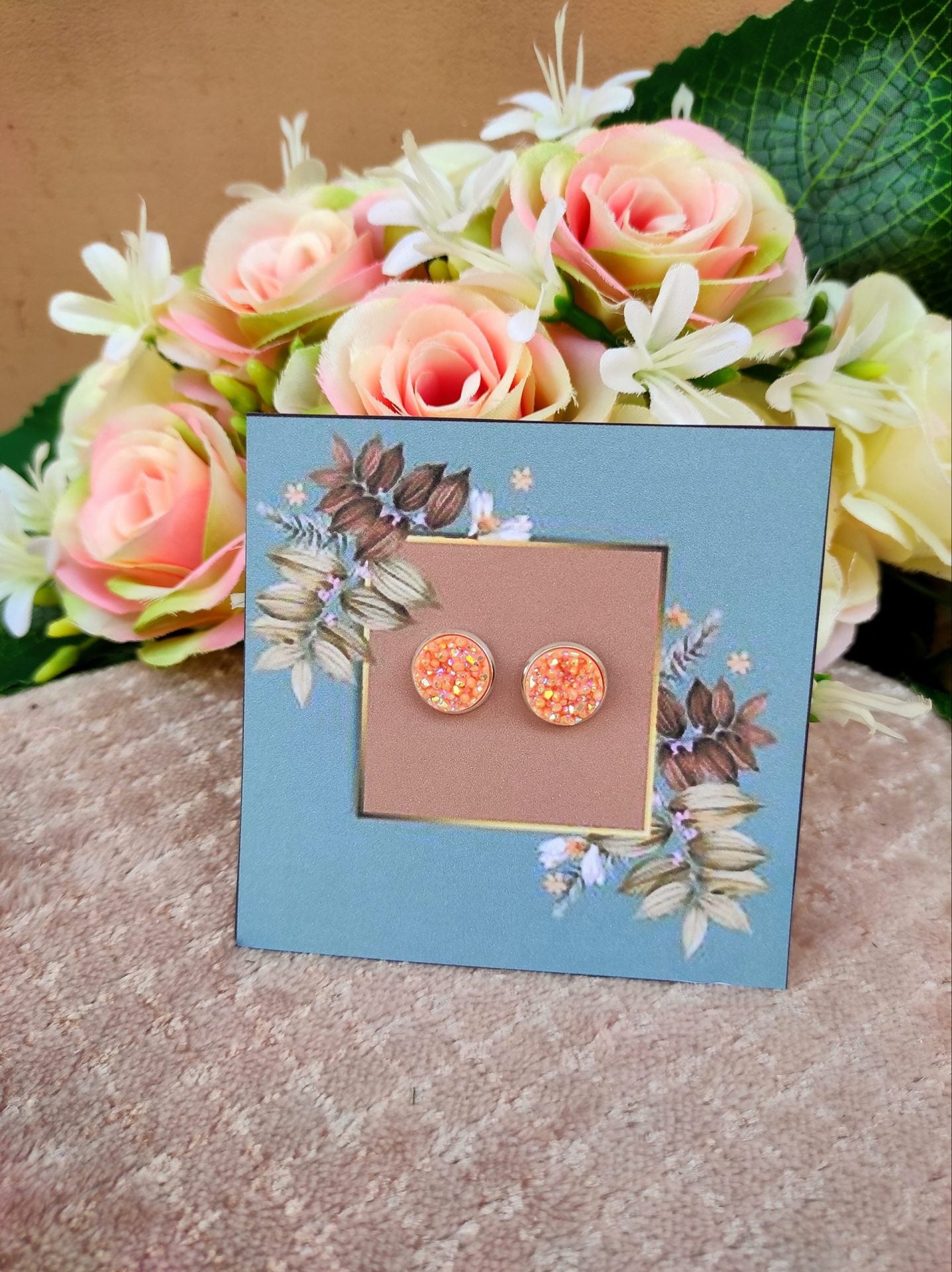 Barack druzy nikkelmentes fülbevaló